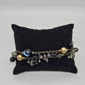 Premier Designs layered gold tone chain beaded bracelet